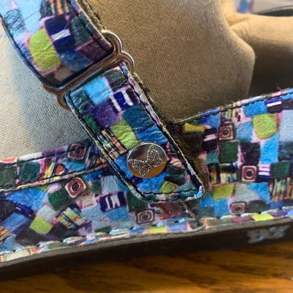 Alegria Mary Janes Bella Multi Cube colorful comfortable low wedge heel size38/8 - Picture 5 of 12